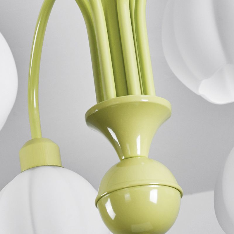Nordic Glass Ceiling Light Green Flush Mount Lighting Fixture for Bedroom