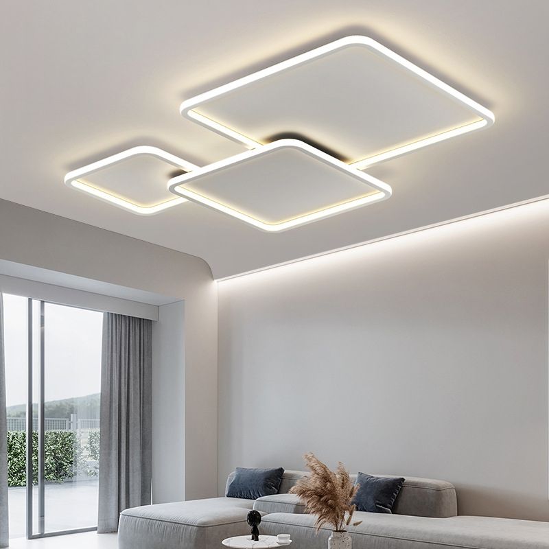 Minimalism Flush Mount Square Ceiling Light Fixture with Metal for Living Room