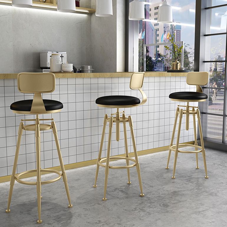 Living Room Glam Liftable Barstool Metal 4 Legs Bar Stool with Pedal