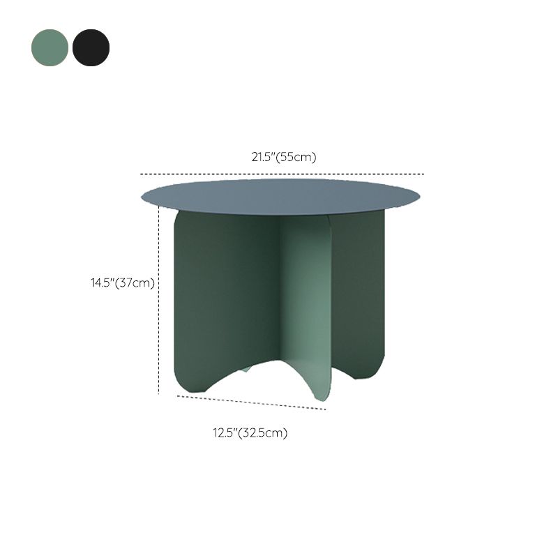 Mid-Century Modern Round Coffee Table with Iron Top and 4 Legs
