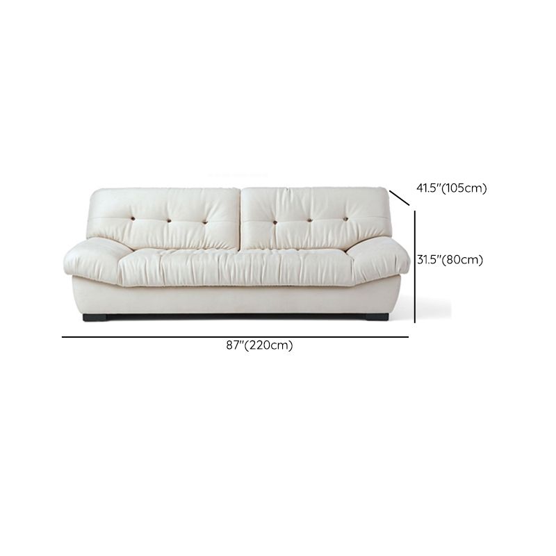 Contemporary Faux Leather Seating Biscuit Back Sofa for Apartment