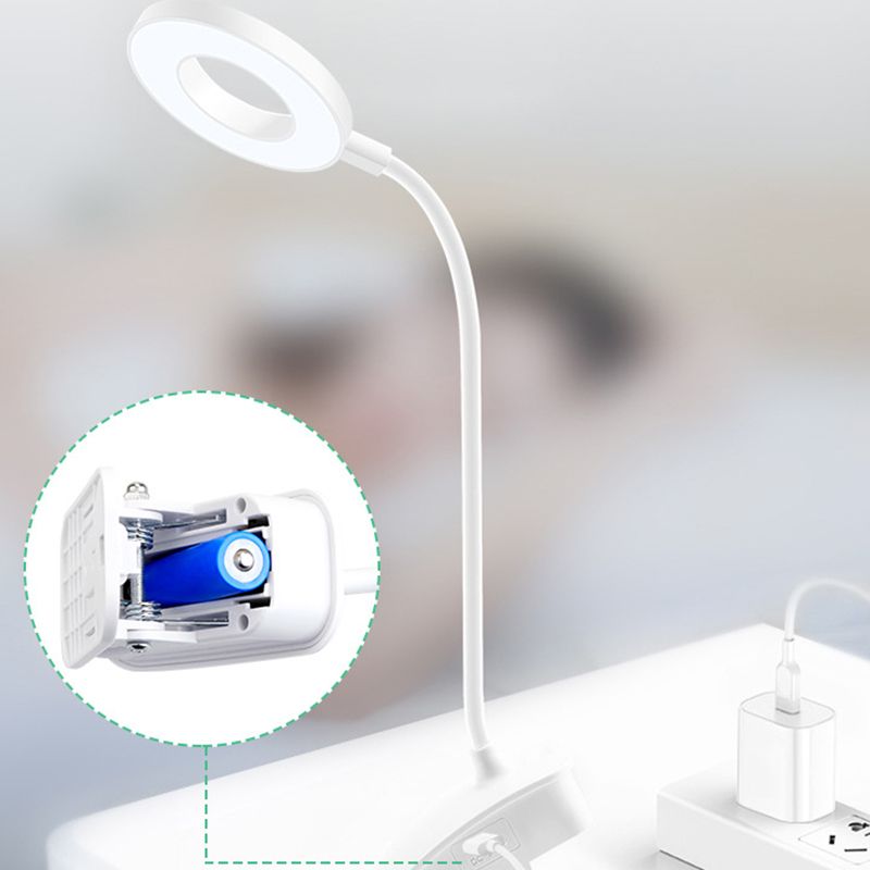 Ring LED Table Lamp Contemporary Table Lamps for Study Room with PC Shade