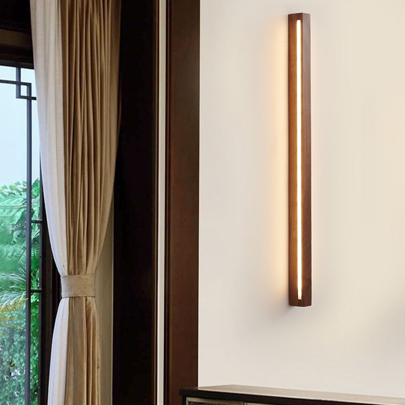 Wood Linear 1-Light Wall Sconce Contemporary Wall Mounted Lamp for Bedroom