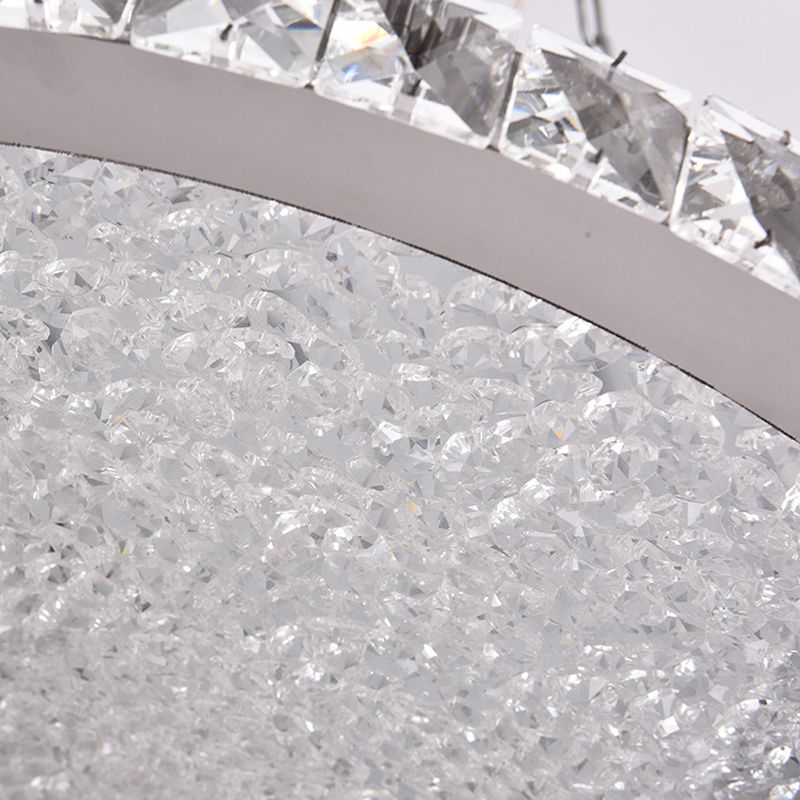Disc LED Flush Light Fixture Simple Style Crystal Bedroom Ceiling Mounted Light in Chrome