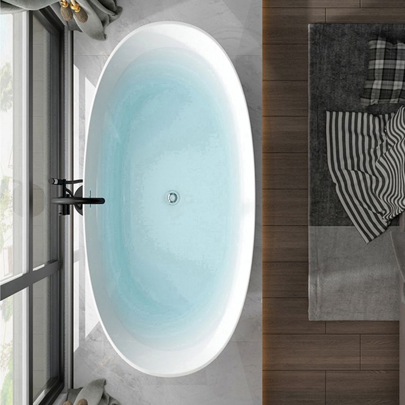 Soaking Oval Freestanding Bathtub Modern Acrylic Bathtub with Overflow Trim