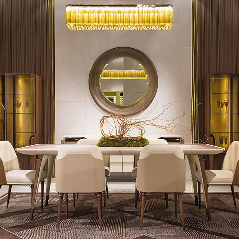 Glam Style Parsons Side Chair Leather Dining Chair with Wooden Legs