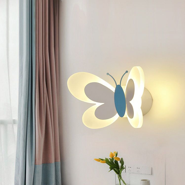 Pink/Blue Wall Light Contemporary Butterfly Lighting for Living Room