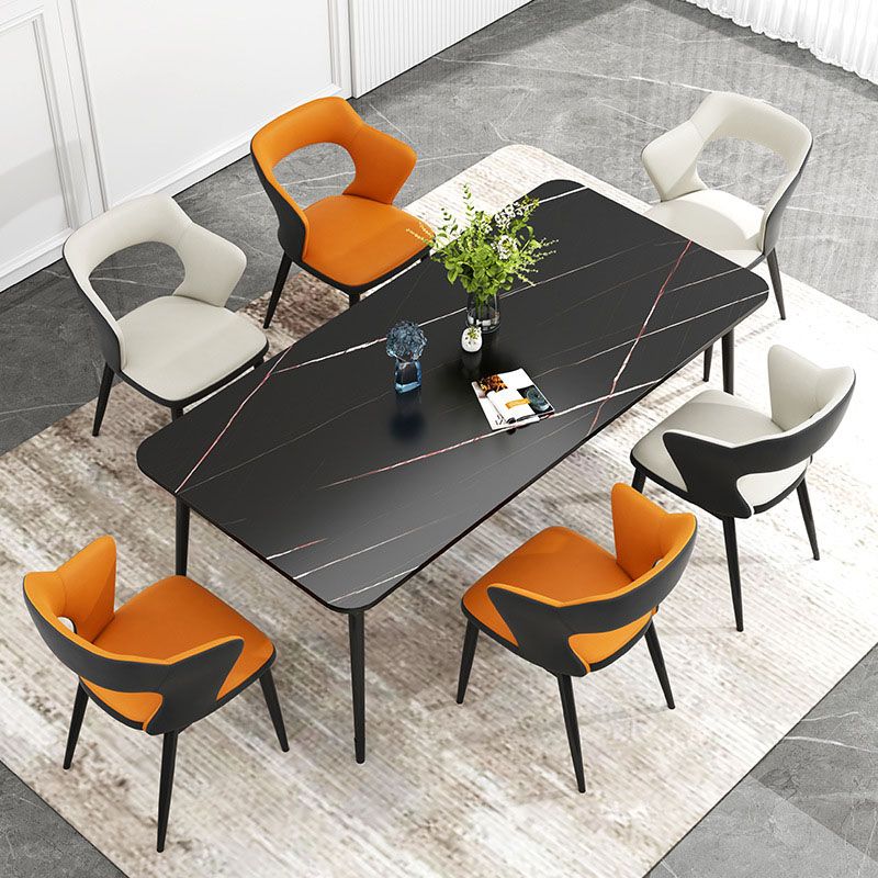 Silla de comedor tapizada casera contemporánea con respaldo abierto y acabado mate