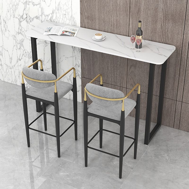 Traditional Luxury Stone Bar Table Rectangle Bar Dining Table with Sled Base