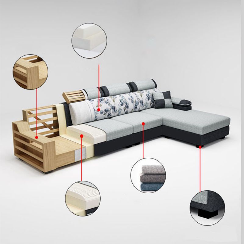 110" Pillow Top Arm Sectionals Contemporary Upholstered Sectional Sofa Set