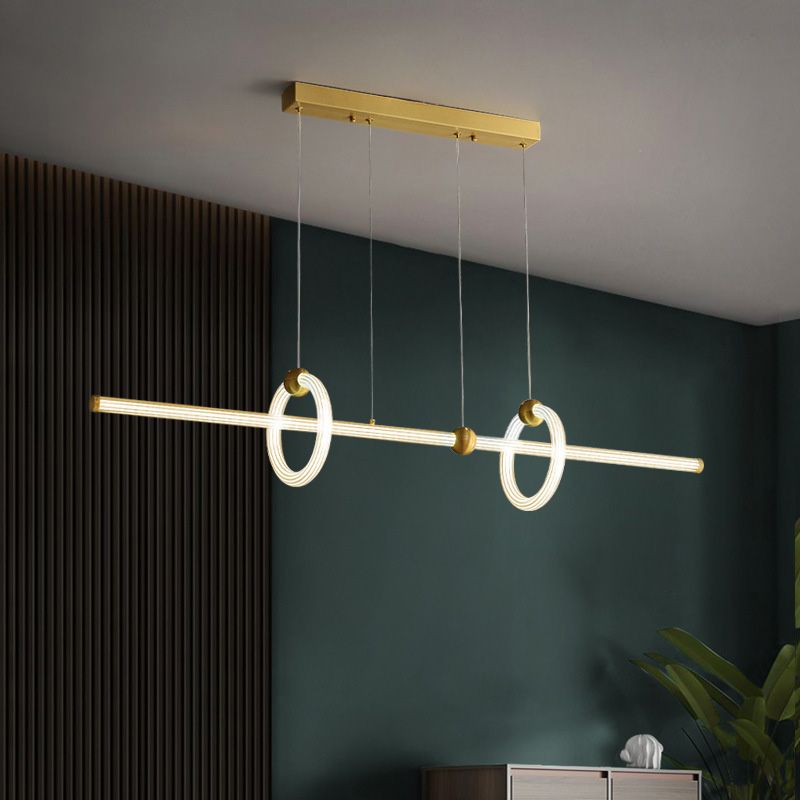 Minimalismo moderno Gold Linear Island Accensione a sospensione LED LED ACRILICO AFFICIO DI ACCOLO PER TAVOLO DELLA PESA