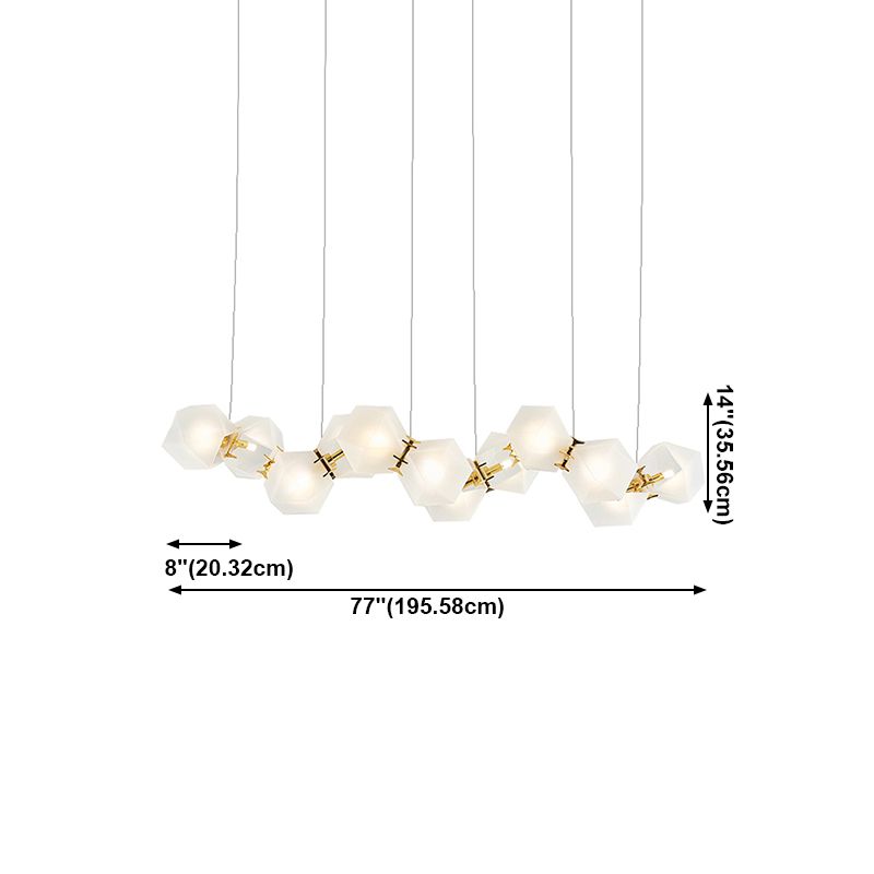 White Glass Island Lighting Fixtures Multi Lights Modern Minimalism Dinning Room Chandelier Lamp