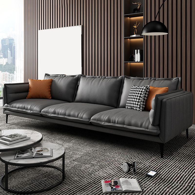 Standard Contemporary Square Arm Stain Resistant Settee Couch with Pillows