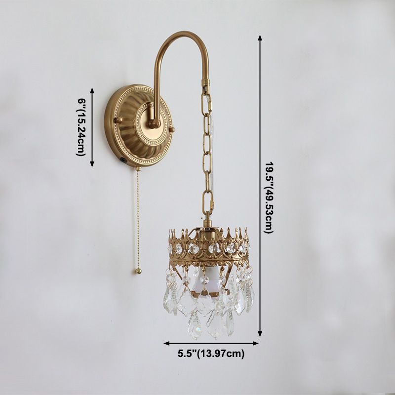 Iluminación de pared de metal Lámpara de pared de cristal posmoderna para dormitorio de sala de estar