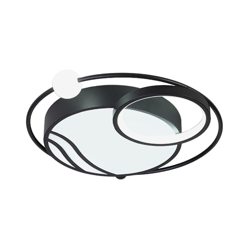 Metal Circular Ceiling Light Fixture Nordic Black/Gold LED Flushmount Lighting in Warm/White Light, 16.5"/20.5" W