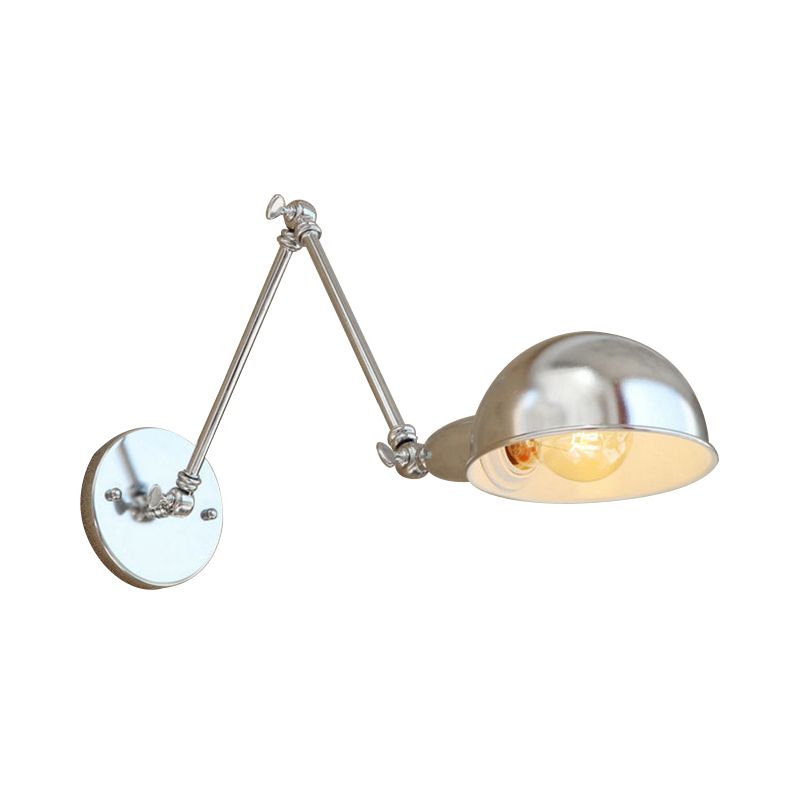 Gewölbte Metallwandbeleuchtung Industriestil 1 leichte Schlafzimmer Wandlampe mit Schwingarm in Chrom