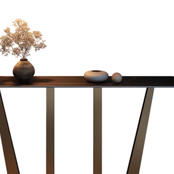 Glam Stone Console Table Rectangle Golden Console Sofa Table for Hall