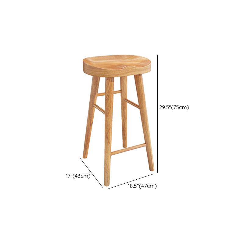Contemporary Dining Stool Solid Wood Bar Stool with Footrest
