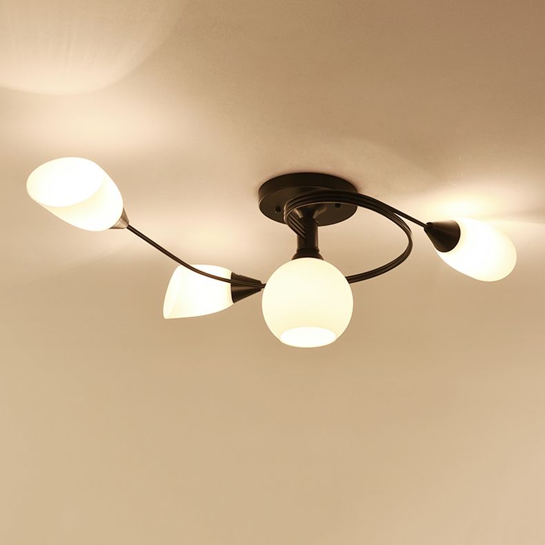 Schattiertes Wohnzimmer halb Flush Deckenleuchte Einfachheit Glasdecke Flush Mount