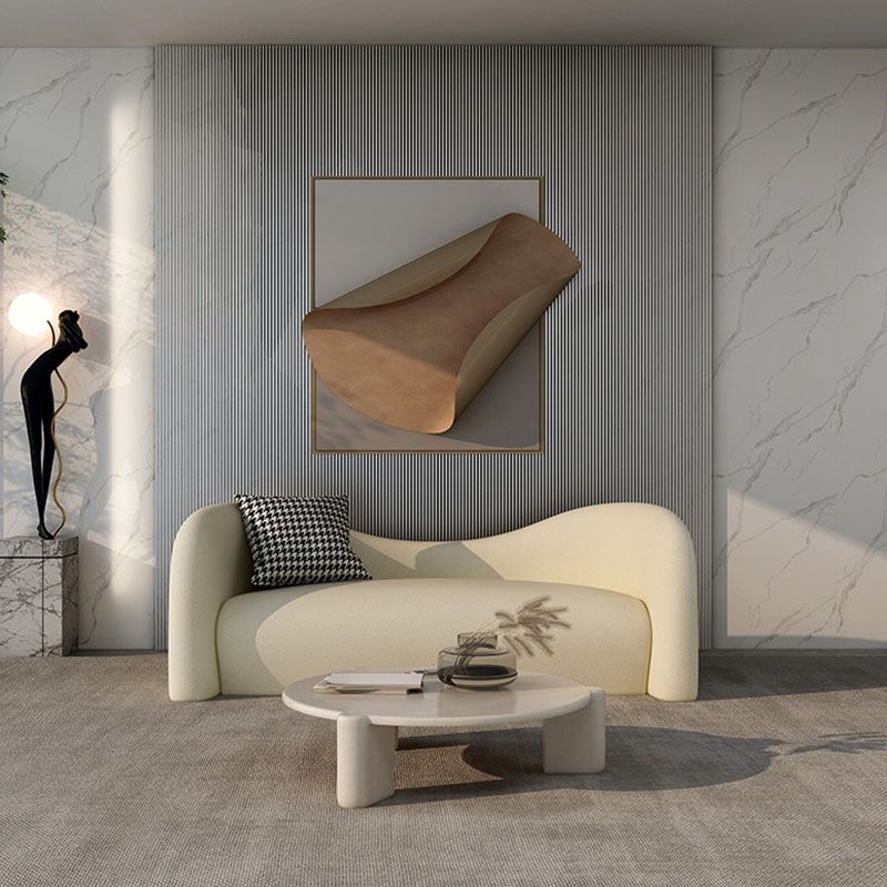 Modern Tight Back Settee Solid Color Slipcovered Sofa for Bonus Room