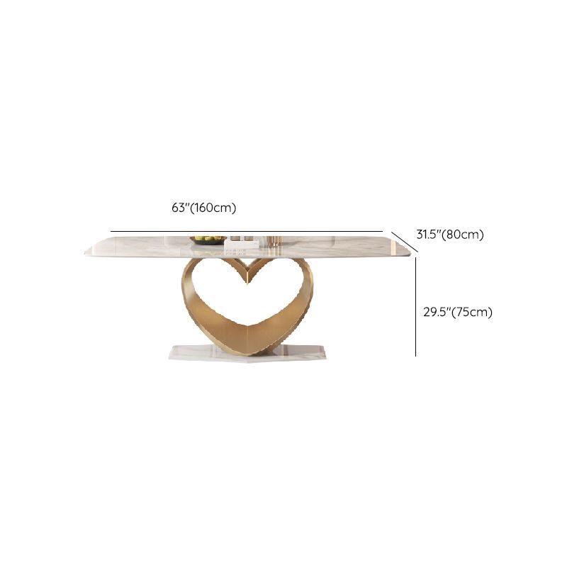 Glam Rectangle Dining Table Sintered Stone Table with Metal Legs for Home