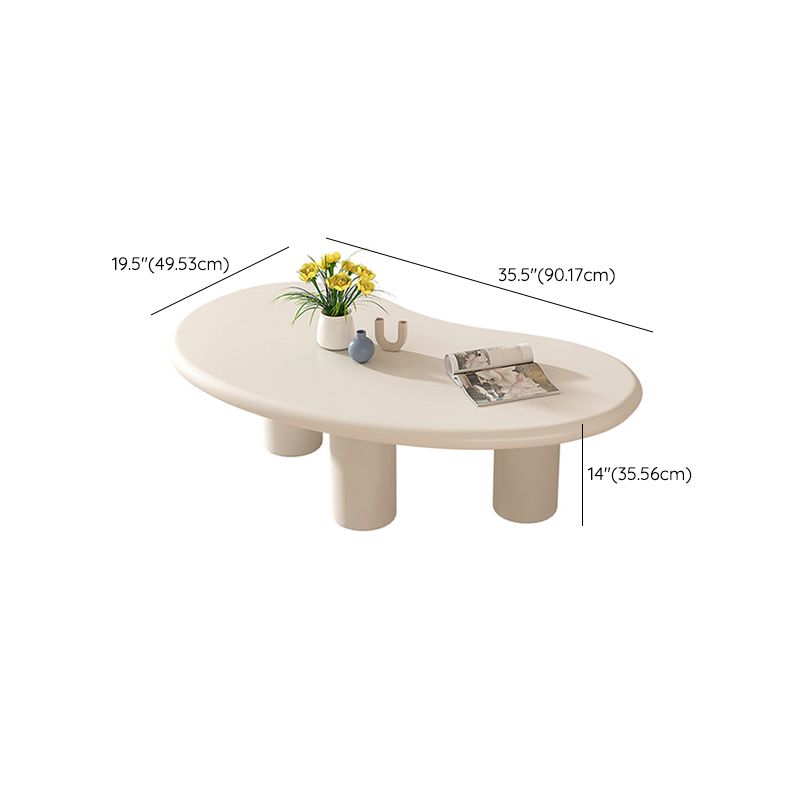 Modern Irregular Coffee Table 3 Legs Cocktail Table Set in White