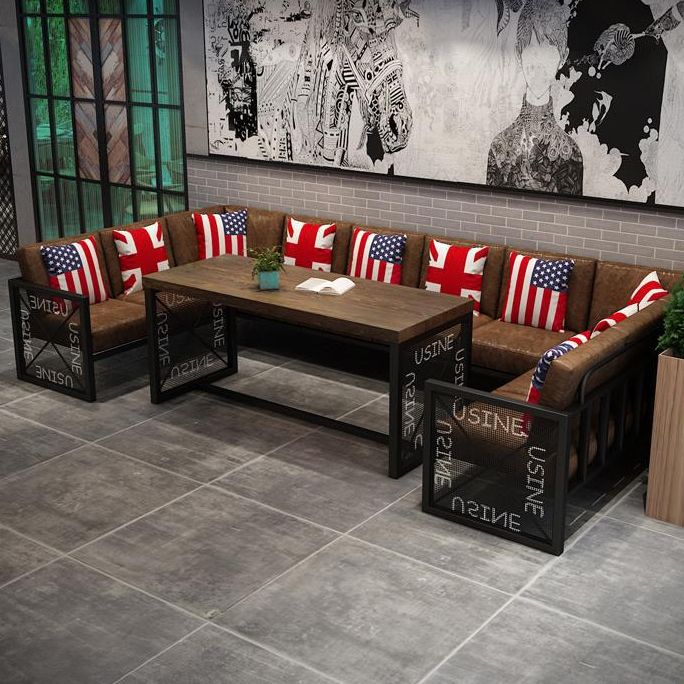Mesa de comedor industrial Mesa de madera maciza con base de caballete negra para comedor