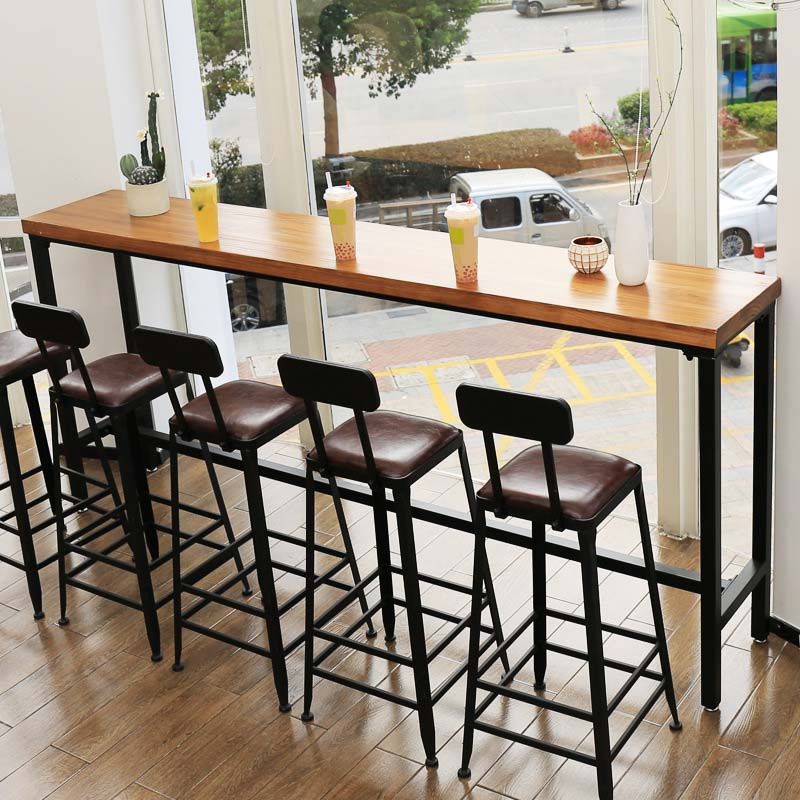Industrial Style Bar Stools Armless Barstool with Black Metal Legs