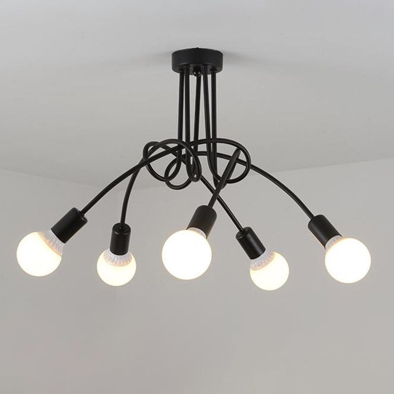Lustre métallique industriel à montage Semi-encastré, ampoule nue, montage au plafond, pour chambre à coucher