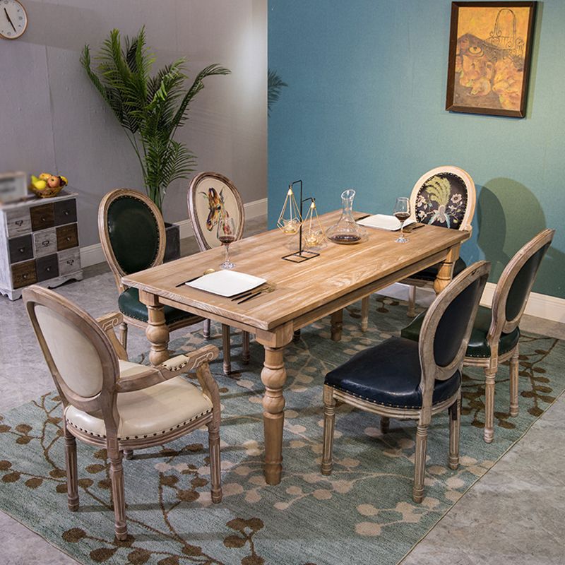 Medieval Modern Dining Table for Restaurant Rectangle Pine Wood Table with 4 Legs