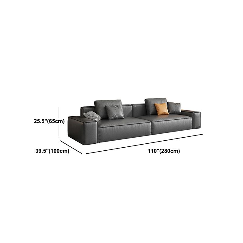 Industrial Sofa with Bolster Pillows 25.6"High Fabric Square Arm Sofa in Gray