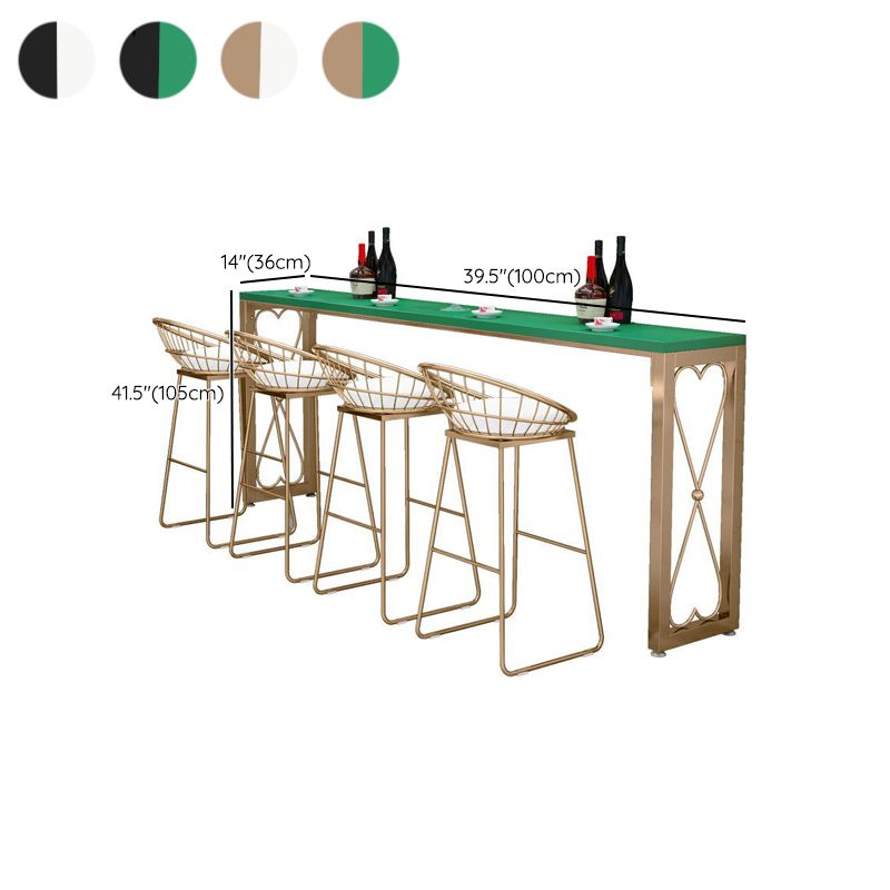 Glam Style Bar-height Table Metal Base Bistro Pub Table with Double Pedestal