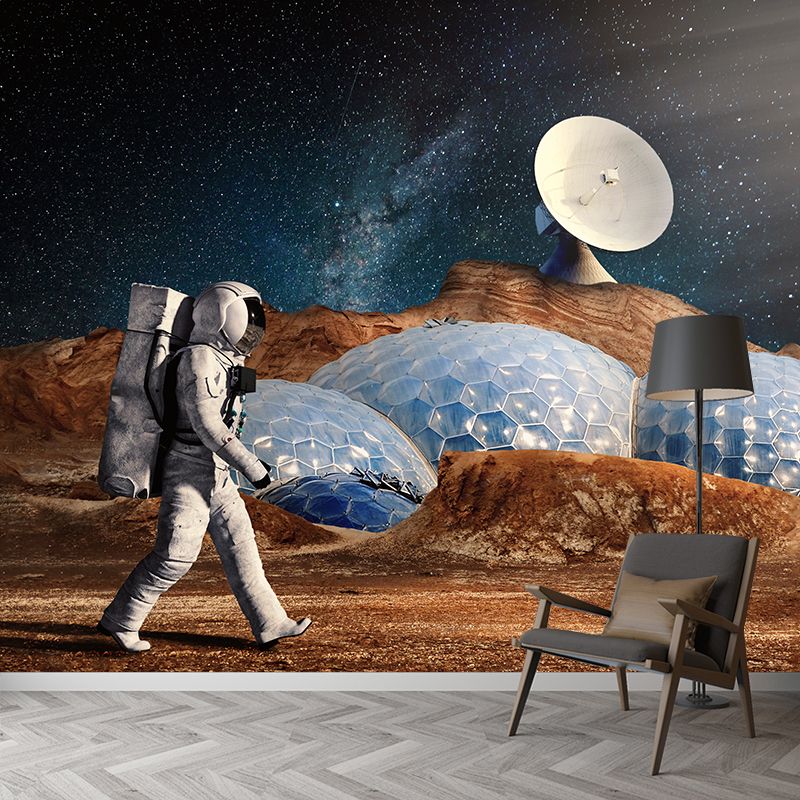 Astronaut Wall Decals Outer Space Mural for Bedroom Stain Resistant, Customer Size