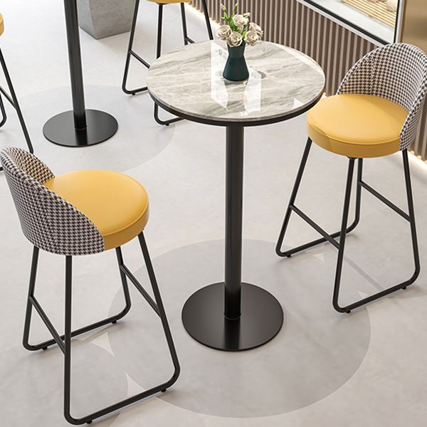 Restaurant Modern Bucket Counter Bar Stool Leather and Metal Counter-height Stool