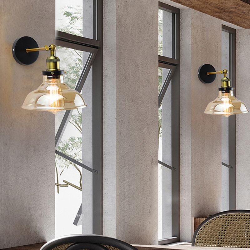 Geometric Shade Wall Lighting Modern Simple Style Glass 1 Light Sconce Light in Amber