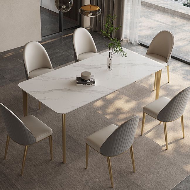 Glam Dining Room Side Chair Metal Legs Parsons Dining Armless Chair