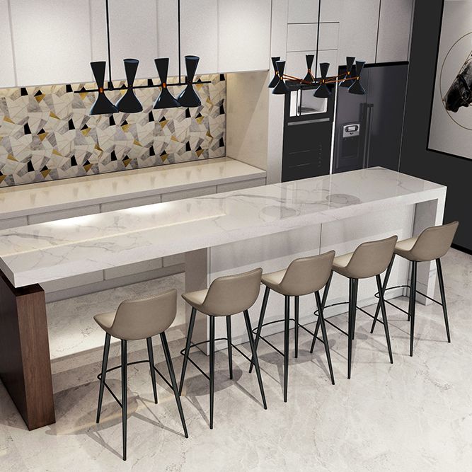 Leather Bar Stool Modern Backrest Counter Stool for Bristol with Metal Legs