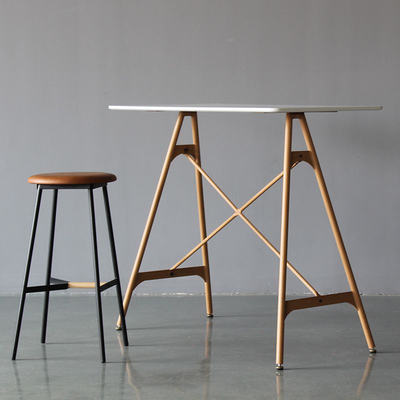 Modern Rectangle Bar Counter Table Wooden Dining Table with Metal Legs
