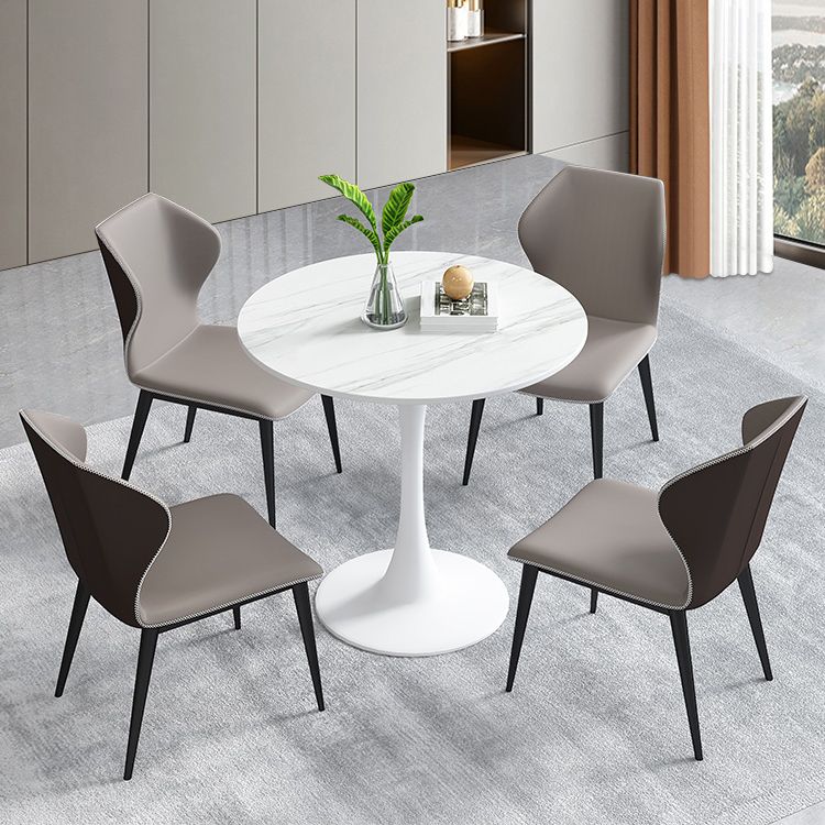 Mesa de comedor redonda Simplicity de piedra sinterizada con base de tulipán