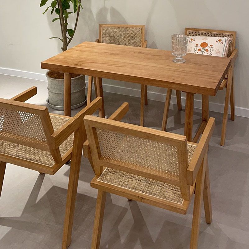 Silla de comedor de madera escandinava, cafetería, sillas de comedor con respaldo abierto y brazo (juego de 2)