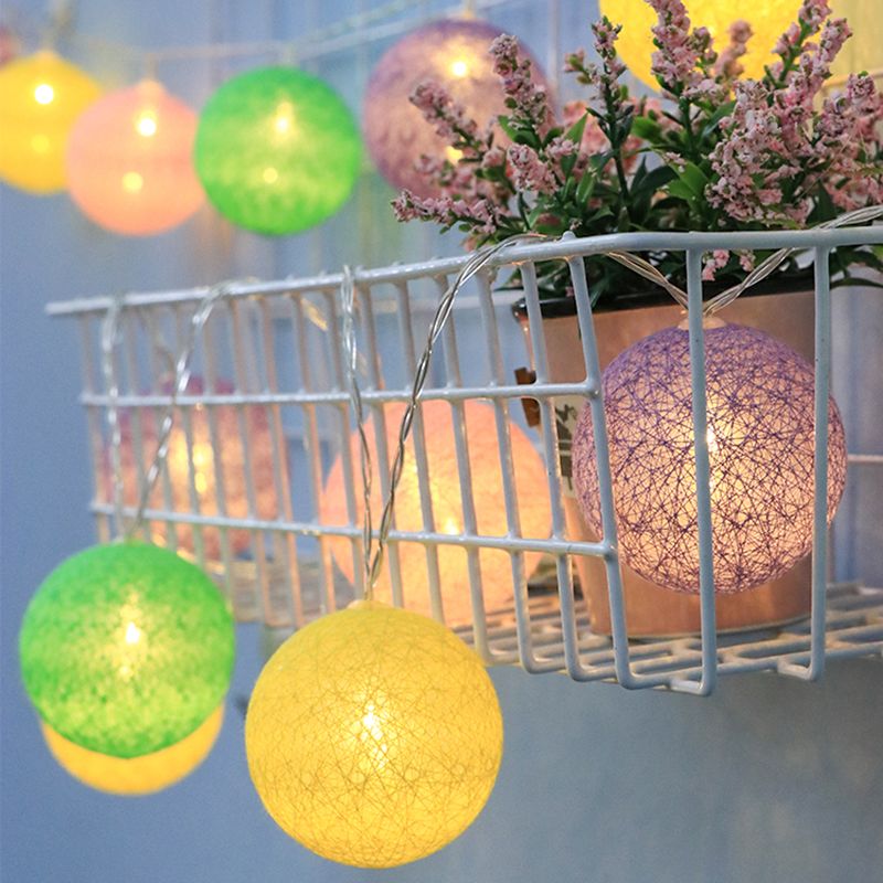 Cotton Global Shaped LED String Light Contemporary Battery Powered Fairy Lighting