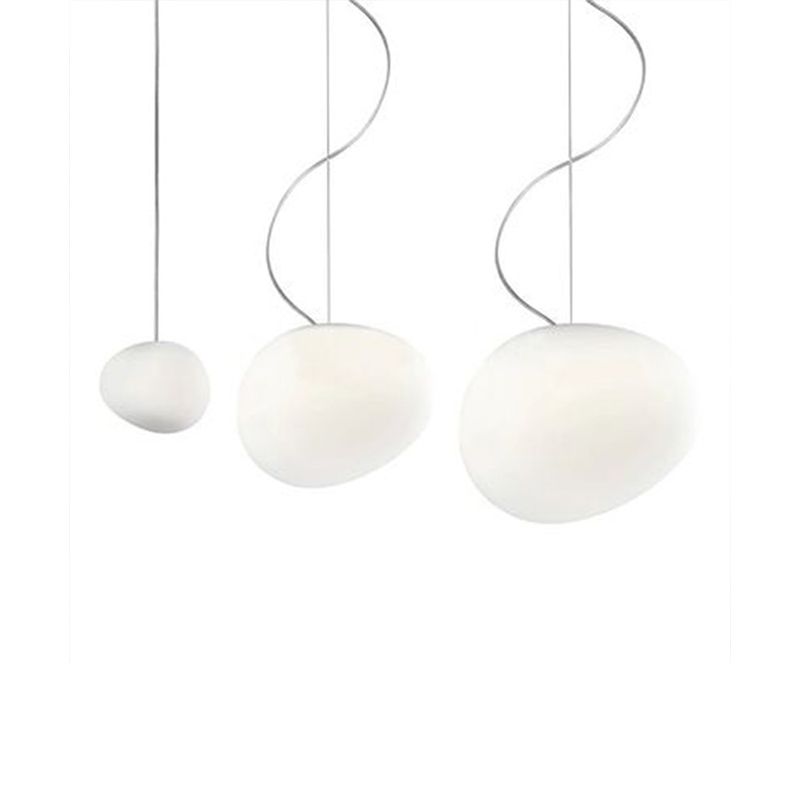 Nordique pavé pavé en verre blanc lampe à la suspension de la salle à manger 1