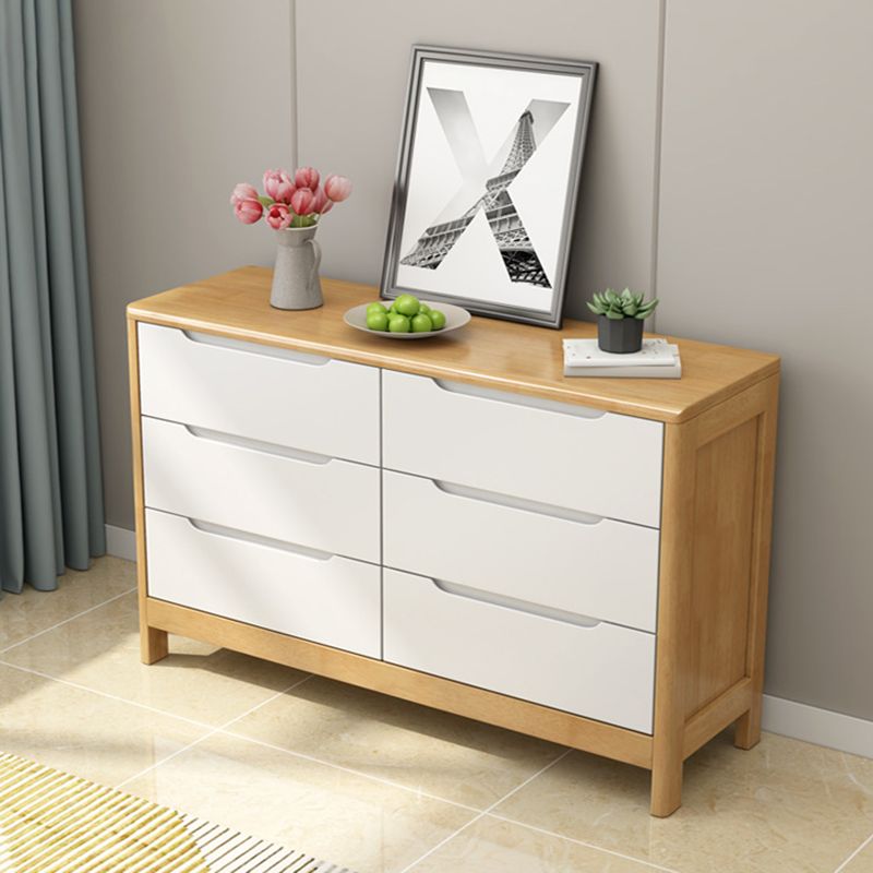 Mid-Century Modern Chest Squared Legs with Drawer Solid Wood Accent Chest