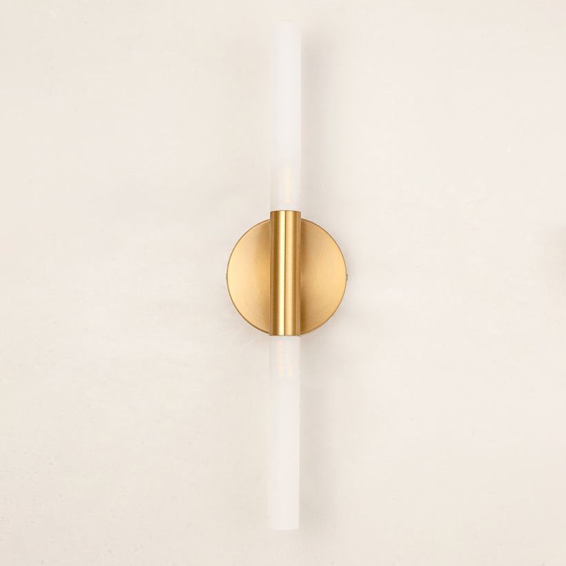 Nordic Style Strip Shape Sconce Light 2 Lights Wall Mount Lamp in Gold for Bedroom