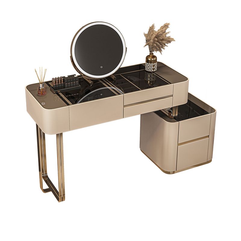 Luxurious Wood and Metal Make-up Vanity 5 Drawers & Lighted Mirror Dressing Table