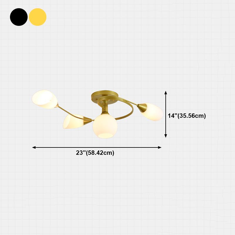 Schattiertes Wohnzimmer halb Flush Deckenleuchte Einfachheit Glasdecke Flush Mount