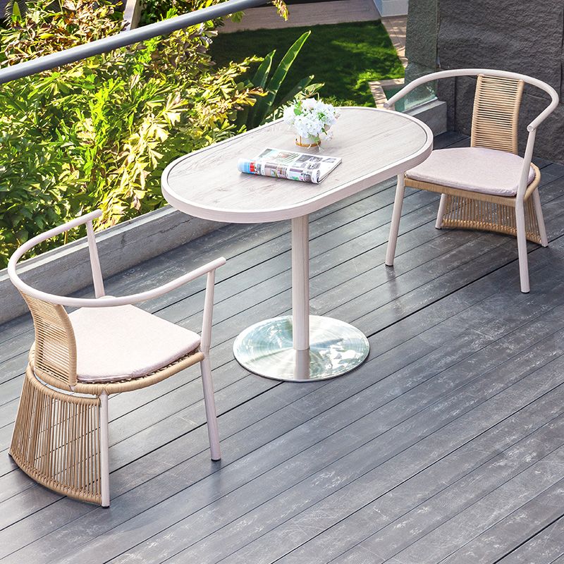 3 Pieces Dining Table Set UV Resistant Modern Oval Bistro Table Set