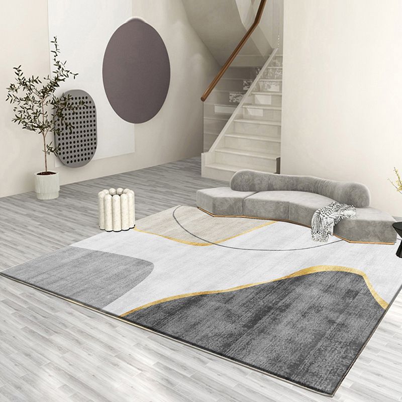Gray Modern Rug Simple Color Piece Rug Stain Resistant Rug for Living Room