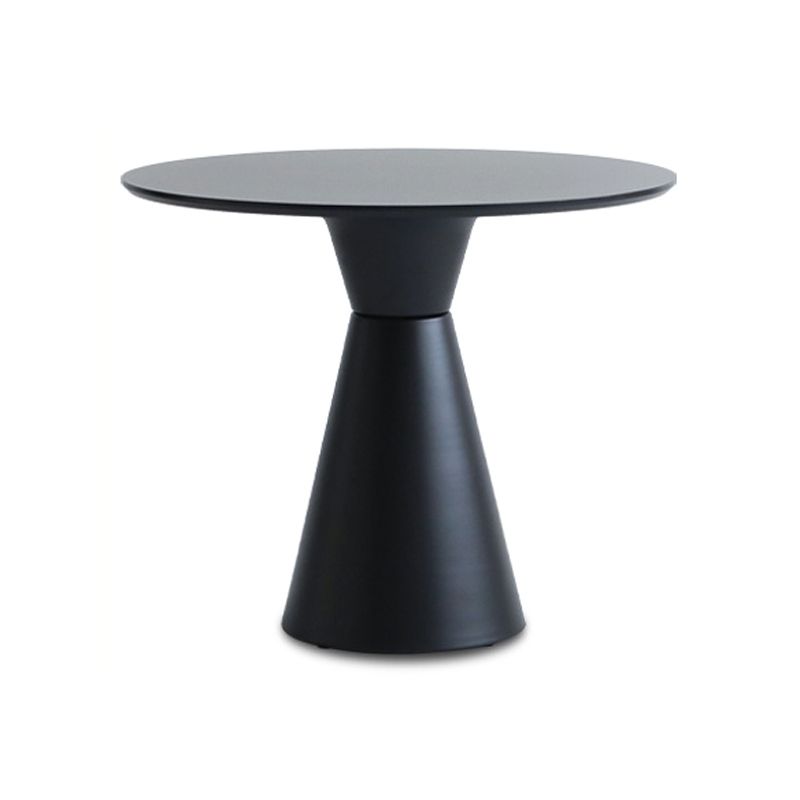 28.3 " H Single Leg Metal Base Solid Color Round Slate Coffee Table For Apartment