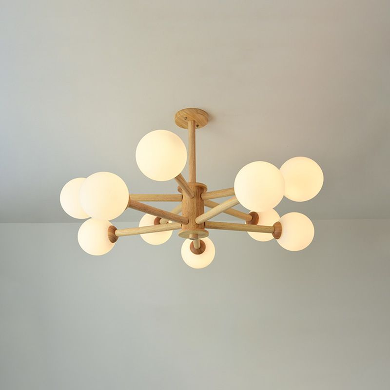 Light de lustre Globe Chandelier Light moderne la lampe de lustre en bronze beige moderne avec teinte en verre